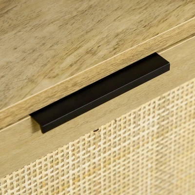 HOMCOM Bookshelf, Storage Cabinet With 3 Open Shelves And Natural Rattan Decor, Bookcase For Living Room, Study, Bedroom 5 HOMCOM Bookshelf, Storage Cabinet With 3 Open Shelves And Natural Rattan Decor, Bookcase For Living Room, Study, Bedroom - Image 5