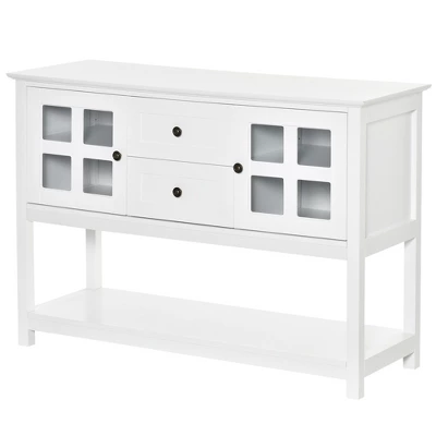 HOMCOM Kitchen Sideboard Serving Buffet Cabinet Cupboard Console Table With Adjustable Shelves, Glass Doors, And 2 Drawers, For Living Room 3 HOMCOM Kitchen Sideboard Serving Buffet Cabinet Cupboard Console Table With Adjustable Shelves, Glass Doors, And 2 Drawers, For Living Room - Image 3