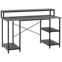 HOMCOM 55 Inch Home Office Computer Desk Study Writing Workstation With Storage Shelves, Elevated Monitor Shelf, CPU Stand -Homcom GUEST ca6252cb f0e1 479a b0a0 34af39549319
