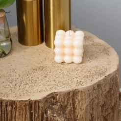 HOMCOM Side Table With Round Tabletop, Tree Stump Shape Concrete End Table With Wood Grain Finish, For Indoors And Outdoors, Set Of 2, Natural -Homcom GUEST cb57c455 ea86 48e4 913e 2e2bc3e3a3cf 1