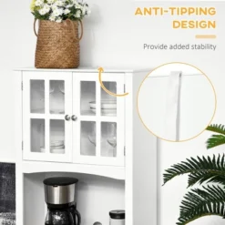 HOMCOM 67" Modern Buffet With Hutch, Louvered Kitchen Pantry Microwave Cabinet With Framed Glass Doors And 2 Drawers, White -Homcom GUEST cd214aff 26a5 4e9a a74b 439396f2586c