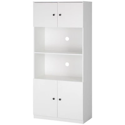 HOMCOM 71" Kitchen Buffet With Hutch, Pantry Storage Cabinet With Shelves, Open Microwave Countertop For Dining Room, Living Room, White 3 HOMCOM 71" Kitchen Buffet With Hutch, Pantry Storage Cabinet With Shelves, Open Microwave Countertop For Dining Room, Living Room, White - Image 3