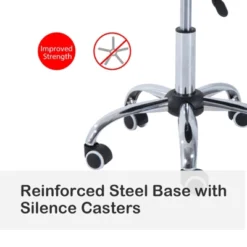 HOMCOM Crescent Rolling Salon Stool With Adjustable Height, Breathable Open Back, Foam Cushion Seat, And 5 Caster Wheels, Black -Homcom GUEST ce214844 5f19 41df ab85 17483c39af19