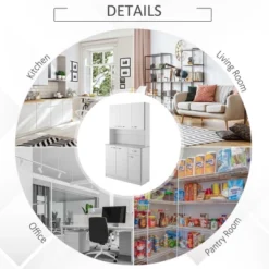 HOMCOM 71" Freestanding Buffet With Hutch, Kitchen Pantry, Cupboard With 6 Doors, 3 Adjustable Shelves, And 1 Drawer 14 HOMCOM 71" Freestanding Buffet With Hutch, Kitchen Pantry, Cupboard With 6 Doors, 3 Adjustable Shelves, And 1 Drawer -Homcom GUEST cf33fae5 ec67 4bab ab20 d54a1ccdac72