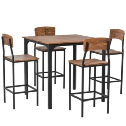 HOMCOM 5 PC Modern Counter Height Bar Table Set Compact Kitchen Table 4 Chairs Set With Footrest, Metal Legs 12 HOMCOM 5 PC Modern Counter Height Bar Table Set Compact Kitchen Table 4 Chairs Set With Footrest, Metal Legs -Homcom GUEST cfa86645 802b 4fc9 82af be7967200ec3