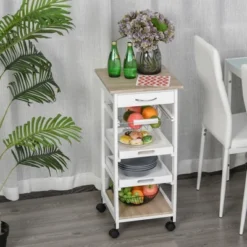 HOMCOM 32.25" Wooden Rolling Kitchen Storage Cart On 360° Swivel Wheels With Ample Storage Space & Solid Structure 13 HOMCOM 32.25" Wooden Rolling Kitchen Storage Cart On 360° Swivel Wheels With Ample Storage Space & Solid Structure -Homcom GUEST cfcc41b5 021b 45c5 9326 96171e59035e