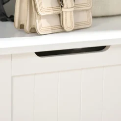 HOMCOM 3-In-1 Entryway Hall Tree With Storage Bench, Coat Rack With Four Hooks And Shoe Storage, White -Homcom GUEST d1428af7 856f 45aa 98fe a54273c8fca8