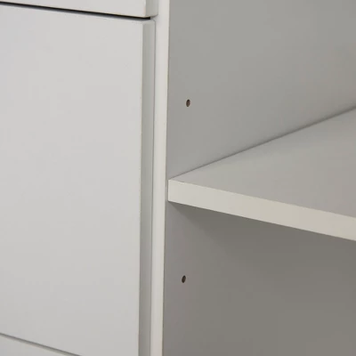 HOMCOM Freestanding Kitchen Pantry, Buffet With Hutch Storage Organizer With 2 Door Cabinets, 3 Drawers And Open Countertop, Adjustable Shelf, White 6 HOMCOM Freestanding Kitchen Pantry, Buffet With Hutch Storage Organizer With 2 Door Cabinets, 3 Drawers And Open Countertop, Adjustable Shelf, White - Image 6