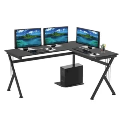 HOMCOM 61 Inch Modern Reversible L-Shaped Home Office Desk Computer Laptop Table Gaming Desk Corner Workstation With CPU Stand, Space Saving, Black 7 HOMCOM 61 Inch Modern Reversible L-Shaped Home Office Desk Computer Laptop Table Gaming Desk Corner Workstation With CPU Stand, Space Saving, Black -Homcom GUEST d2cb1139 8296 4bae 8c9a 7d5596acbf37