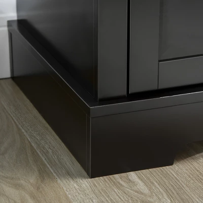 HOMCOM Sideboard Buffet Cabinet, Modern Kitchen Cabinet With 2 Drawers And Adjustable Shelves, Coffee Bar Cabinet For Living Room, Black 4 HOMCOM Sideboard Buffet Cabinet, Modern Kitchen Cabinet With 2 Drawers And Adjustable Shelves, Coffee Bar Cabinet For Living Room, Black - Image 4