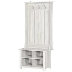 HOMCOM Hall Tree With Shoe Storage Bench, Entryway Bench With Coat Rack, Accent Coat Tree With Adjustable Shelves For Mud Room, Distressed White 7 HOMCOM Hall Tree With Shoe Storage Bench, Entryway Bench With Coat Rack, Accent Coat Tree With Adjustable Shelves For Mud Room, Distressed White -Homcom GUEST d3304956 73c5 4978 b77a 150f8d1abf60