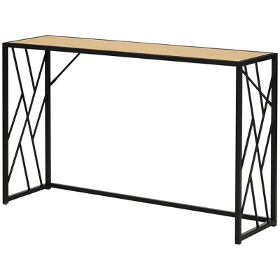 HOMCOM 47.25" Console Table, Industrial Sofa Table With Metal Frame For Living Room, Or Hallway, Natural/Black 3 HOMCOM 47.25" Console Table, Industrial Sofa Table With Metal Frame For Living Room, Or Hallway, Natural/Black - Image 3