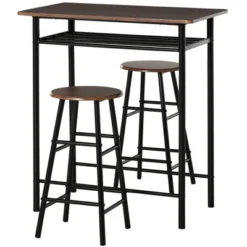 HOMCOM 3 Piece Counter Height Bar Table And Chairs Set, Space Saving Dining Table With 2 Matching Stools, Storage Shelf Metal Frame Footrest 15 HOMCOM 3 Piece Counter Height Bar Table And Chairs Set, Space Saving Dining Table With 2 Matching Stools, Storage Shelf Metal Frame Footrest -Homcom GUEST d428ca5c bd95 4bd0 8919 f88ae38342a8