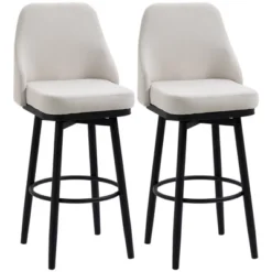HOMCOM Extra Tall Bar Stools Set Of 2, Modern 360° Swivel Barstools, Dining Room Chairs With Steel Legs And Footrest -Homcom GUEST d429e80d e667 41cb 8cff c3205dc72c14