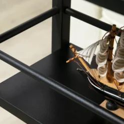 HOMCOM C Shaped End Table With Storage Shelves, Mobile Side Table With Wheels For Sofa Couch, Bed, Metal Frame, Black -Homcom GUEST d4e32b5b da38 4f96 8265 dce8498264df