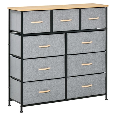 HOMCOM 9 Drawers Storage Chest Dresser Organizer Unit W/ Steel Frame, Wood Top, Easy Pull Fabric Bins, For Bedroom, Hallway, Closet, Entryway 7 HOMCOM 9 Drawers Storage Chest Dresser Organizer Unit W/ Steel Frame, Wood Top, Easy Pull Fabric Bins, For Bedroom, Hallway, Closet, Entryway - Image 7