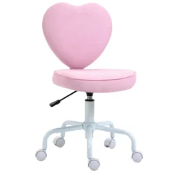 HOMCOM Heart Love Shaped Back Design Office Chair With Adjustable Height And 360 Swivel Castor Wheels, Pink 7 HOMCOM Heart Love Shaped Back Design Office Chair With Adjustable Height And 360 Swivel Castor Wheels, Pink -Homcom GUEST d72395e5 359f 4f00 b9d5 6db6fa0db2ee