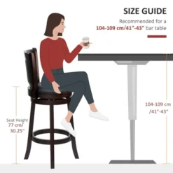 HOMCOM Classic Bar Stool Swivel Barstool With PU Leather Upholstered Mid-Back And Footrest, 30.25 Inch Seat Height, Black 9 HOMCOM Classic Bar Stool Swivel Barstool With PU Leather Upholstered Mid-Back And Footrest, 30.25 Inch Seat Height, Black -Homcom GUEST d8187512 1797 4e13 9826 defc898ce94a