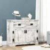HOMCOM Rustic Storage Cabinet Sideboard With 2 Drawers And 2 Cupboard, Distressed White