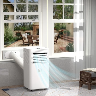HOMCOM 7000 BTU Mobile Portable Air Conditioner For Cooling, Dehumidifier, And Ventilating With Remote Control, For Home Office, White 1 HOMCOM 7000 BTU Mobile Portable Air Conditioner For Cooling, Dehumidifier, And Ventilating With Remote Control, For Home Office, White