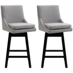 HOMCOM 28" Set Of 2 Swivel Bar Height Bar Stools, Armless Upholstered Barstools Chairs With Soft Padding Cushion And Wood Legs -Homcom GUEST da31b326 f2f6 4933 b904 4f4968c88ab7