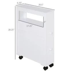 HOMCOM 6” X 20.5” X 26” Wood Rolling Narrow Bathroom Side Storage Cabinet - White 11 HOMCOM 6” X 20.5” X 26” Wood Rolling Narrow Bathroom Side Storage Cabinet - White -Homcom GUEST da3623f6 837f 4779 9a9e 3d716460352f