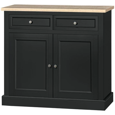 HOMCOM Sideboard Buffet Cabinet With Storage Drawers, 2 Door Kitchen Storage Cabinet With Adjustable Shelves, Coffee Bar For Living Room, Black 3 HOMCOM Sideboard Buffet Cabinet With Storage Drawers, 2 Door Kitchen Storage Cabinet With Adjustable Shelves, Coffee Bar For Living Room, Black - Image 3