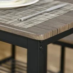 HOMCOM Industrial Dining Table Set, Kitchen Table And Chairs For 4, Dinner Table With Bench Set Metal Frame Storage Shelf, Dinette Set, Rustic Brown -Homcom GUEST ddc5c54a be1e 4c41 9a86 bc77dee9afd1