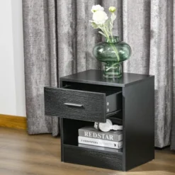 HOMCOM Modern Nightstand, Accent End Table With Drawer And Storage Shelf, Sofa Side Table For Living Room Or Bedroom -Homcom GUEST e1cd7ed1 37f1 4d3a ad1c 353d81cfe10d