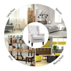 HOMCOM Button-Tufted Accent Chair With High Wingback, Rounded Cushioned Armrests And Thick Padded Seat 13 HOMCOM Button-Tufted Accent Chair With High Wingback, Rounded Cushioned Armrests And Thick Padded Seat -Homcom GUEST e2ba48d2 e89e 4f67 b698 ba006e6394f1