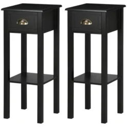 HOMCOM 2-Tier Side Table With Drawer, Narrow End Table With Bottom Shelf, For Living Room Or Bedroom, Set Of 2, Black 7 HOMCOM 2-Tier Side Table With Drawer, Narrow End Table With Bottom Shelf, For Living Room Or Bedroom, Set Of 2, Black -Homcom GUEST e3f379be 0b9d 43b4 80ce b6c07b003ca7