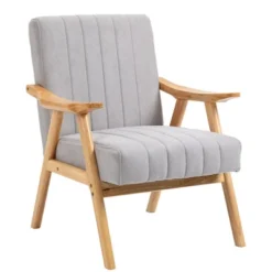 HOMCOM Accent Chair With Softness & Support, Upholstered Arm Chair For Living Room Furniture, Comfy Chair For Bedroom, Living Room Chair, Pastel Gray -Homcom GUEST e53967ae 2671 4f64 9931 3b67a11e0e75