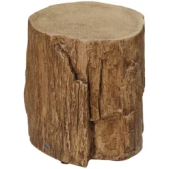 HOMCOM Tree Stump Stool, Decorative Side Table With Round Tabletop, Concrete End Table With Wood Grain Finish, For Indoors And Outdoors, Natural -Homcom GUEST e68ebad7 8c1c 4e58 bcb9 4958bd47ed1f