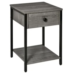 HOMCOM Industrial End Table With Storage Shelf, Accent Side Table With Drawer For Living Room, Or Bedroom -Homcom GUEST e6bc9952 6480 417f a524 42862664efa0