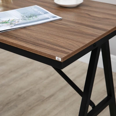 HOMCOM Industrial Bar Table With Steel Frame, Counter Height Table Pub Table For Kitchen Dining Room Cafe, Brown/Black 5 HOMCOM Industrial Bar Table With Steel Frame, Counter Height Table Pub Table For Kitchen Dining Room Cafe, Brown/Black - Image 5