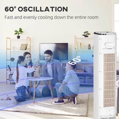 HOMCOM Portable Evaporative Air Cooler, Ice Cooling Fan Water Conditioner Unit With 3 Modes, 3 Speeds, Remote Control, Timer, And Oscillation 5 HOMCOM Portable Evaporative Air Cooler, Ice Cooling Fan Water Conditioner Unit With 3 Modes, 3 Speeds, Remote Control, Timer, And Oscillation - Image 5