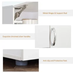 HOMCOM 66" Buffet With Hutch, Freestanding Kitchen Pantry With 2 Large Cabinets, 1 Pull Up Cabinet, 3 Drawers & Wide Countertop, White -Homcom GUEST e88114fb ec7a 4780 8bb0 d8c7d31a12de