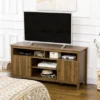 HOMCOM 65 Inch TV Stand With Storage, Media Cabinet TV Entertainment Center With Wooden Shelves And Doors For Living Room Furniture, Walnut