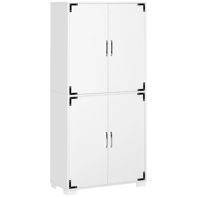 HOMCOM Industrial Style 4-Door Cabinet Pantry Cupboard With Storage Shelves For Bedroom And Living Room 7 HOMCOM Industrial Style 4-Door Cabinet Pantry Cupboard With Storage Shelves For Bedroom And Living Room - Image 7