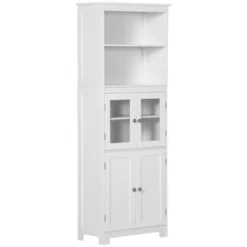 HOMCOM 63" Small Buffet With Hutch, 4-Door Kitchen Pantry, Freestanding Storage Cabinet With Adjustable Shelf For Dining Room, Living Room, White -Homcom GUEST eb0a63d4 8d00 455e a90f 1a4c1e4ea1b4