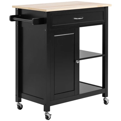 HOMCOM Rolling Kitchen Cart With Wood Top, Kitchen Island With Storage Drawer On Wheels For Dining Room 3 HOMCOM Rolling Kitchen Cart With Wood Top, Kitchen Island With Storage Drawer On Wheels For Dining Room - Image 3