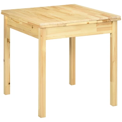 HOMCOM Folding Dining Table With Pine Wood Frame, Drop Leaf Tables For Small Spaces, Foldable Kitchen Table For Dining Room, Natural 3 HOMCOM Folding Dining Table With Pine Wood Frame, Drop Leaf Tables For Small Spaces, Foldable Kitchen Table For Dining Room, Natural - Image 3