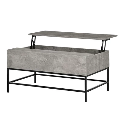 HOMCOM Modern Lift Top Coffee Table With Hidden Storage Compartment And Steel Legs For Living Room, Reception Room 3 HOMCOM Modern Lift Top Coffee Table With Hidden Storage Compartment And Steel Legs For Living Room, Reception Room - Image 3