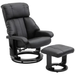 HOMCOM Recliner With Ottoman Footrest, Recliner Chair With Vibration Massage, Faux Leather And Swivel Wood Base For Living Room And Bedroom -Homcom GUEST ec4ebf16 5b51 4eef 84ac 313753998ea7