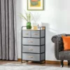 HOMCOM 5-Drawer Fabric Dresser Tower, 4-Tier Storage Organizer With Steel Frame For Hallway, Bedroom And Closet, Light Gray