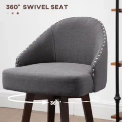 HOMCOM Bar Stools Set Of 4, Linen Fabric Kitchen Counter Stools With Nailhead Trim, Rubber Wood Legs And Footrest For Dining Room, Pub, Dark Gray -Homcom GUEST eda77caf 8d38 4fbd 9c6b a58ff2e3eae2