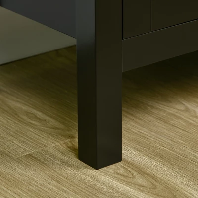 HOMCOM Modern Kitchen Sideboard, Buffet Table With Removable Wine Rack, Tempered Glass Door Cabinet And Adjustable Shelves For Living Room, Kitchen, Entryway, Black 4 HOMCOM Modern Kitchen Sideboard, Buffet Table With Removable Wine Rack, Tempered Glass Door Cabinet And Adjustable Shelves For Living Room, Kitchen, Entryway, Black - Image 4