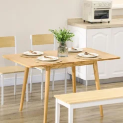 Homcom 29 HOMCOM 31.5"/51" Resizing Space Saving Table With Easy To Clean Surface, Folding Dining Table, Small Kitchen Table, Wood Dining Table 4–6 People, Oak