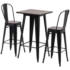 HOMCOM 3 Piece Industrial Dining Table Set, Counter Height Bar Table & Chairs Set With Footrests For Bistro, Pub 10 HOMCOM 3 Piece Industrial Dining Table Set, Counter Height Bar Table & Chairs Set With Footrests For Bistro, Pub -Homcom GUEST f0c1505e c234 4a78 8d8b 6877f4c4a1e0