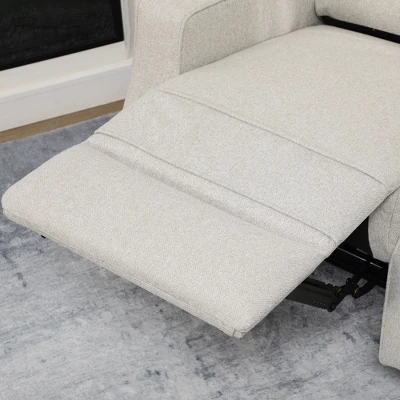 HOMCOM Electric Power Recliner Armchair With USB Charging Station, Sofa Recliner With Linen Upholstered Seat And Retractable Footrest, Cream White 4 HOMCOM Electric Power Recliner Armchair With USB Charging Station, Sofa Recliner With Linen Upholstered Seat And Retractable Footrest, Cream White - Image 4